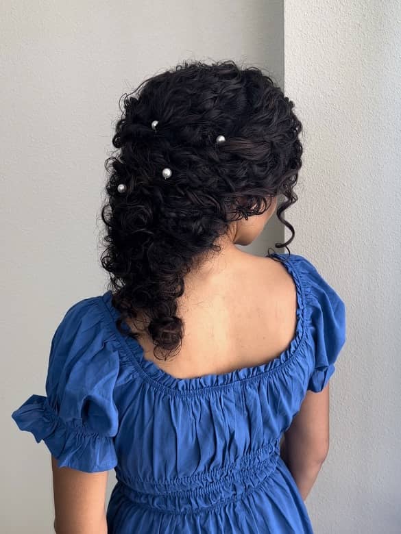 Curly hair wedding hairstyle